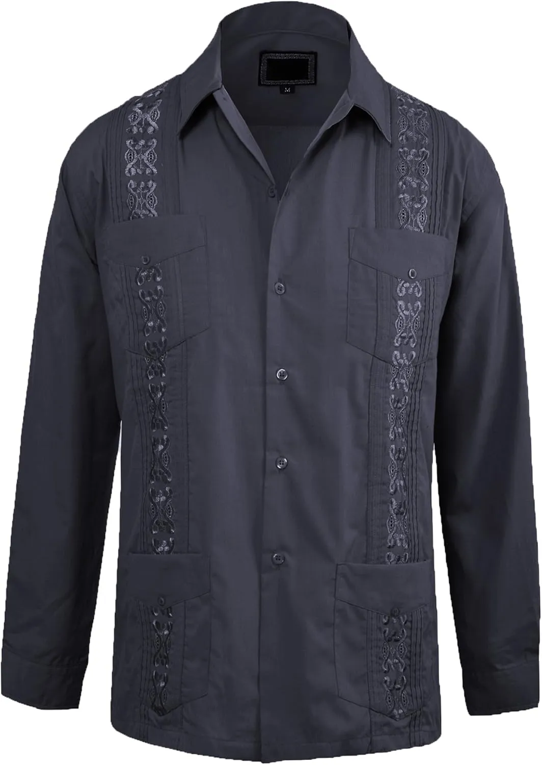 Guytalk Men's Cuban Guayabera Button-Down Long Sleeve Shirt