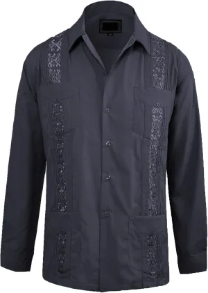 Guytalk Men's Cuban Guayabera Button-Down Long Sleeve Shirt