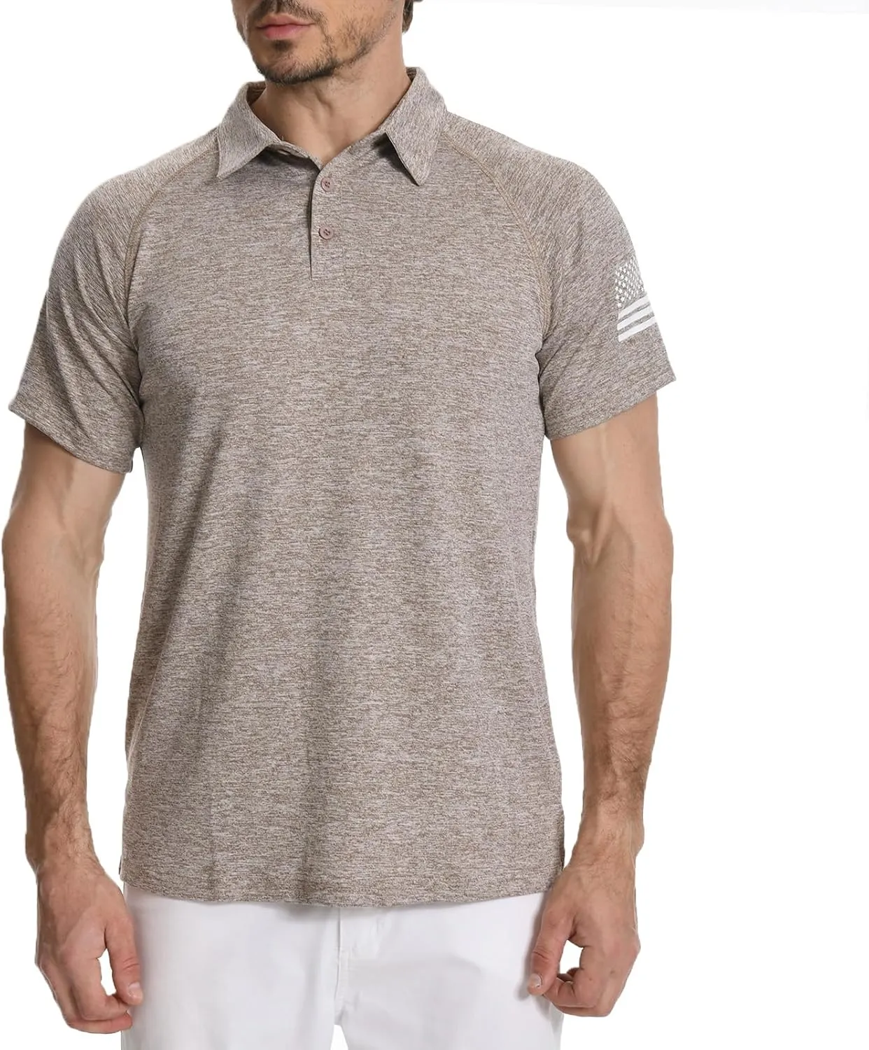 H HYFOL Mens Golf Shirt Moisture Wicking Quick-Dry Short Sleeve Casual Patriotic Polo Shirts for Men