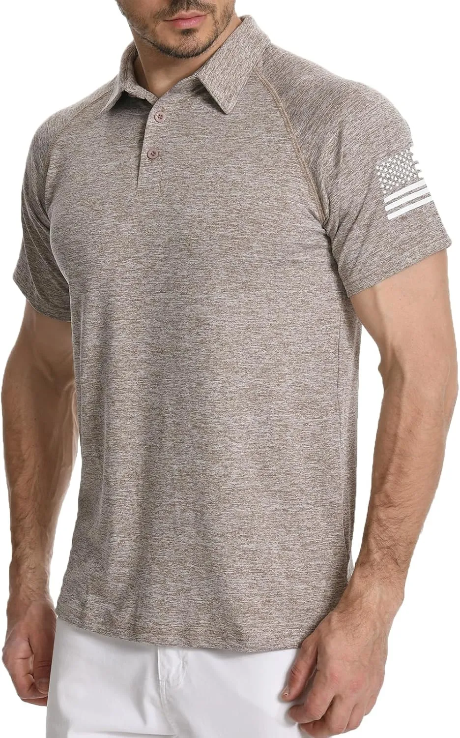 H HYFOL Mens Golf Shirt Moisture Wicking Quick-Dry Short Sleeve Casual Patriotic Polo Shirts for Men