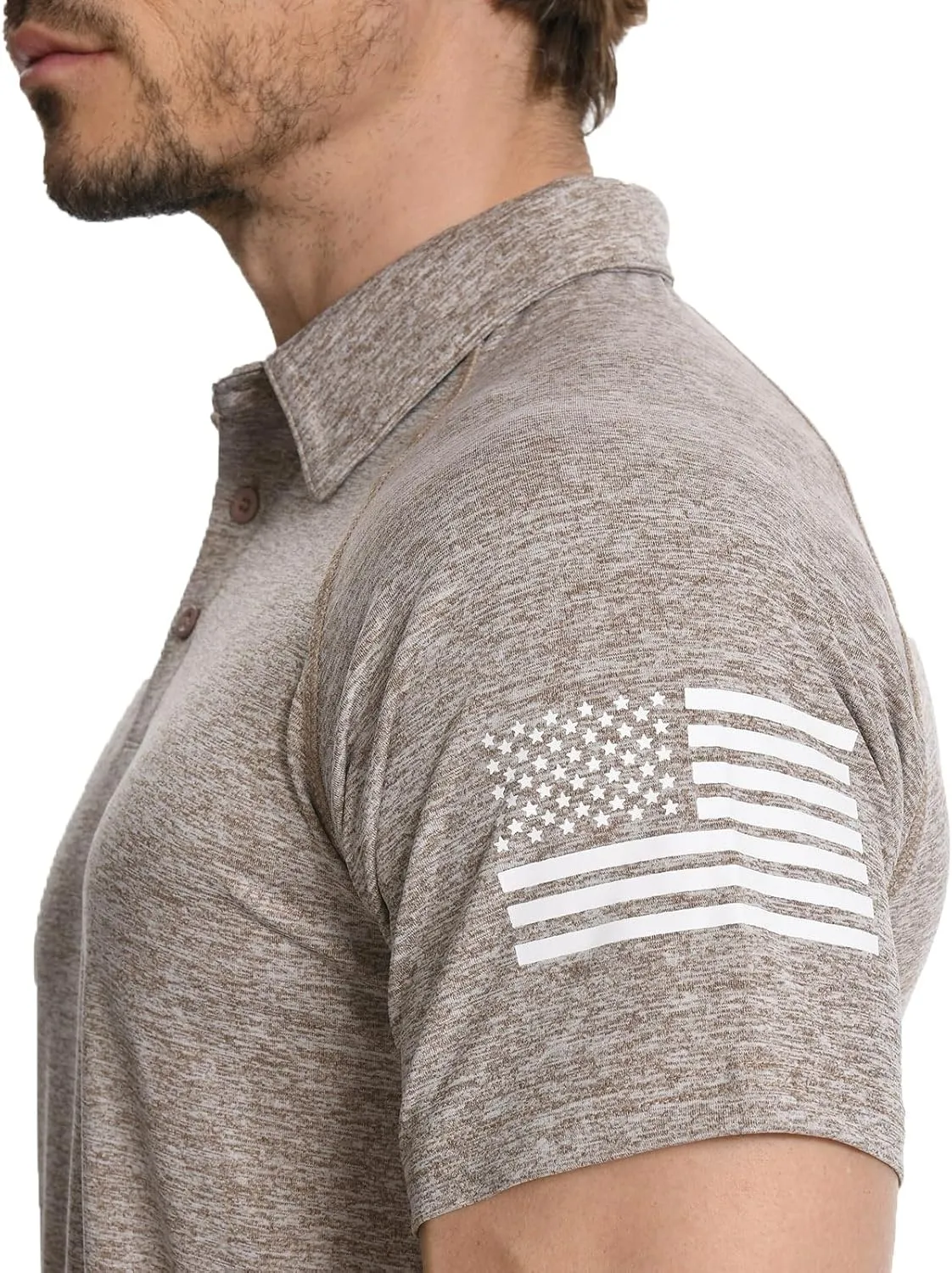 H HYFOL Mens Golf Shirt Moisture Wicking Quick-Dry Short Sleeve Casual Patriotic Polo Shirts for Men