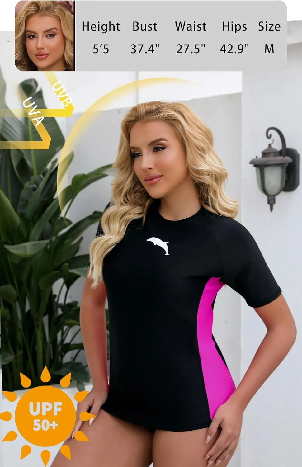 Halcurt Women's Short Sleeve Rash Guard Swimsuit Top Swim Shirt Only Swim Tee UPF50  Quick Dry Swimsuit