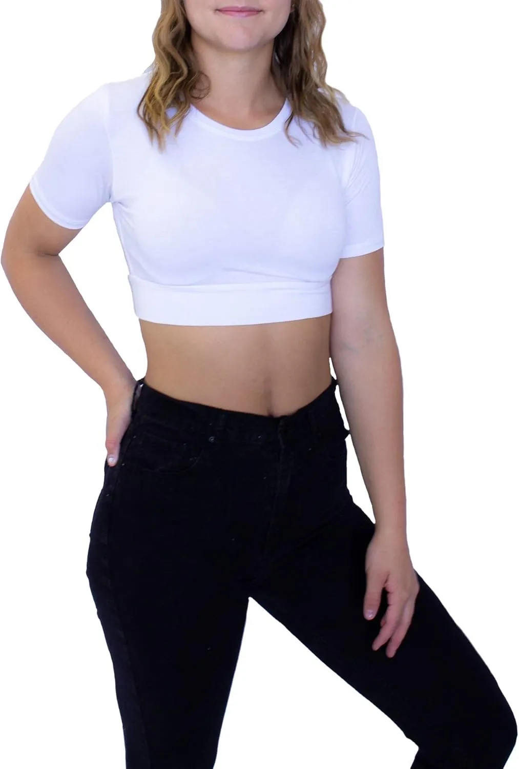 HALFTEE Crew Neck Short Sleeve Layering Tee | Crop Tops for Women & Teens | XS - 6X