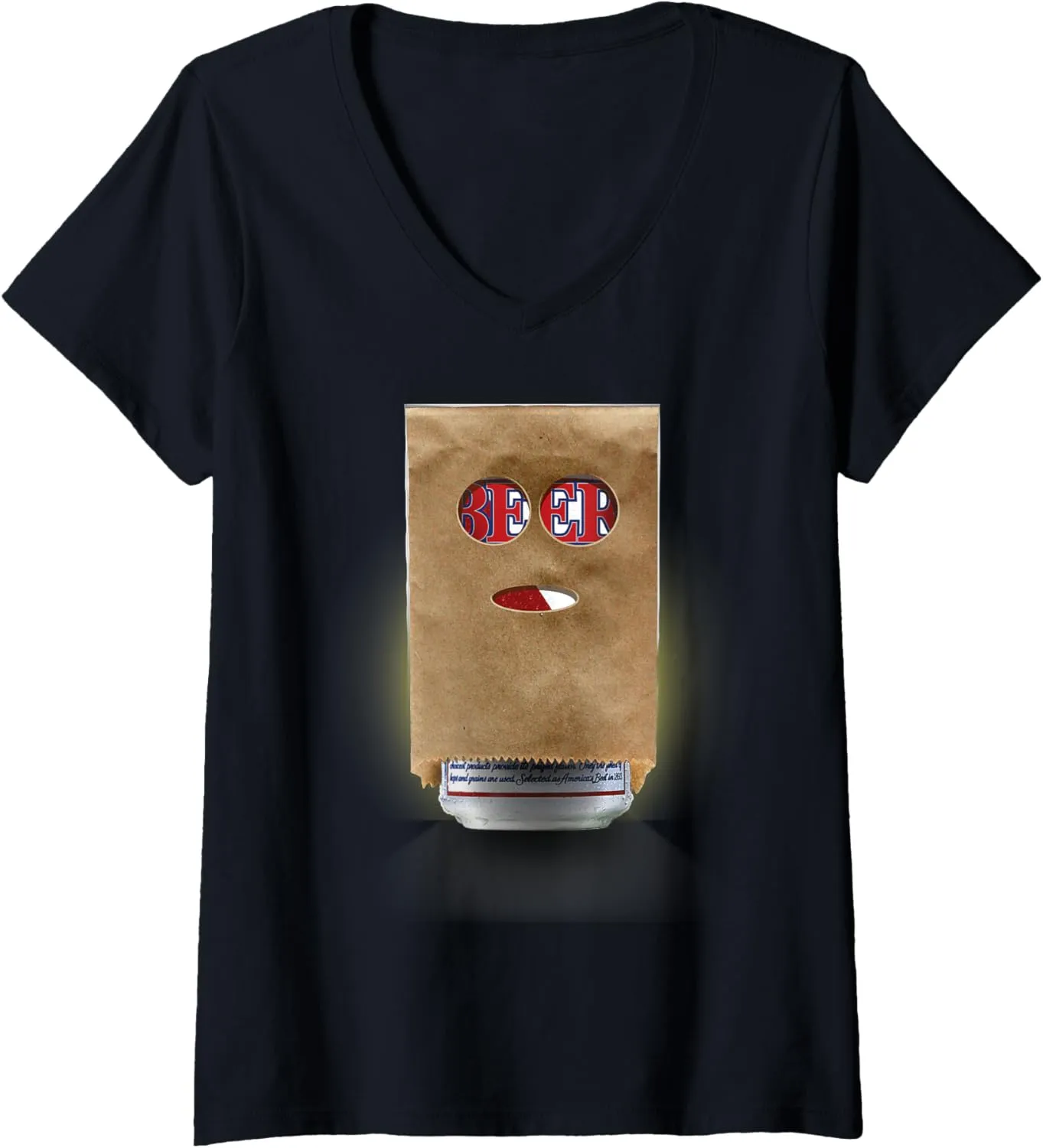 Halloween Beer Ghost Paper Bag V-Neck T-Shirt