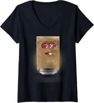 Halloween Beer Ghost Paper Bag V-Neck T-Shirt