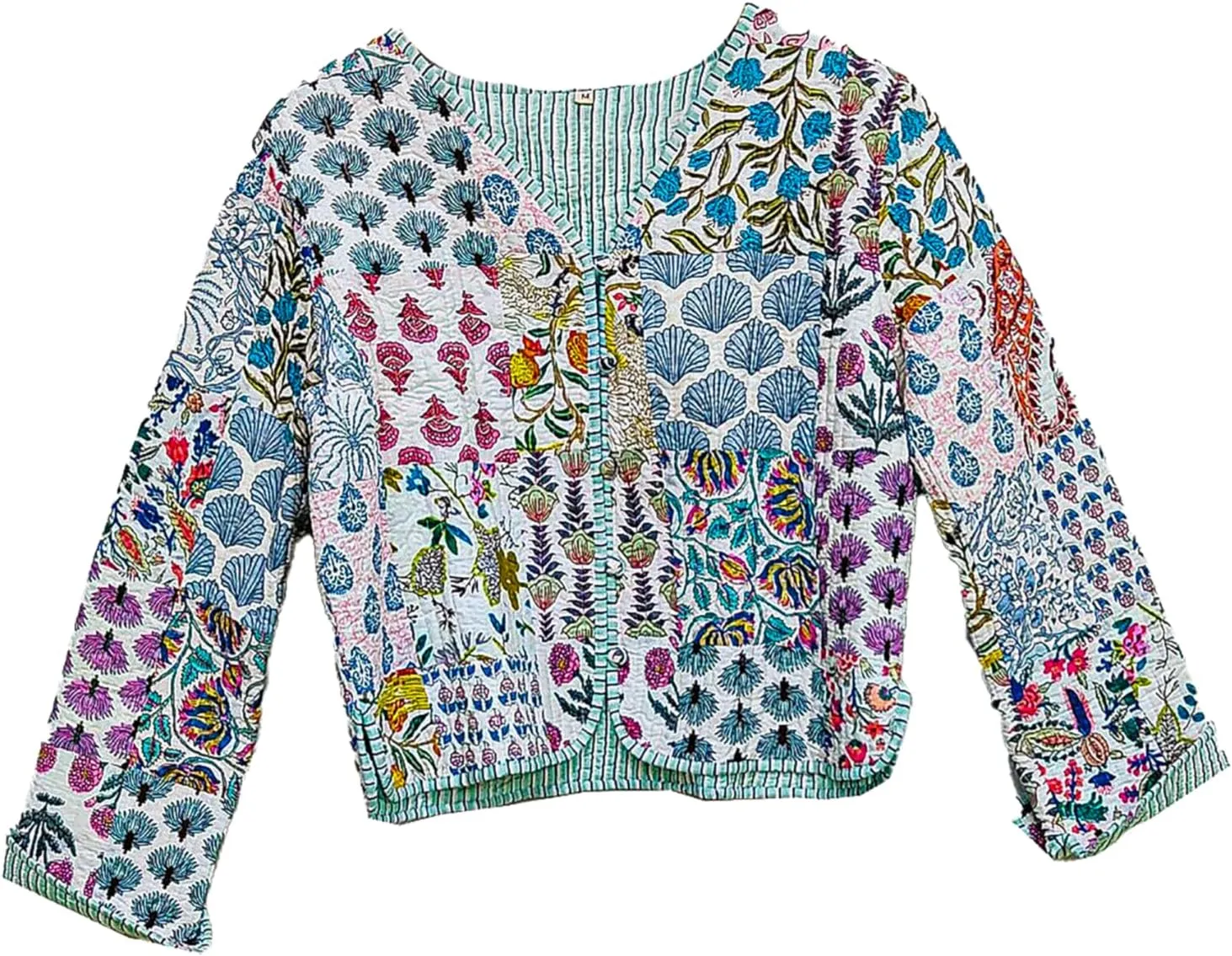 Handmade Women's Kantha Jacket, Unisex Patchwork Indian Cotton Kantha Jacket