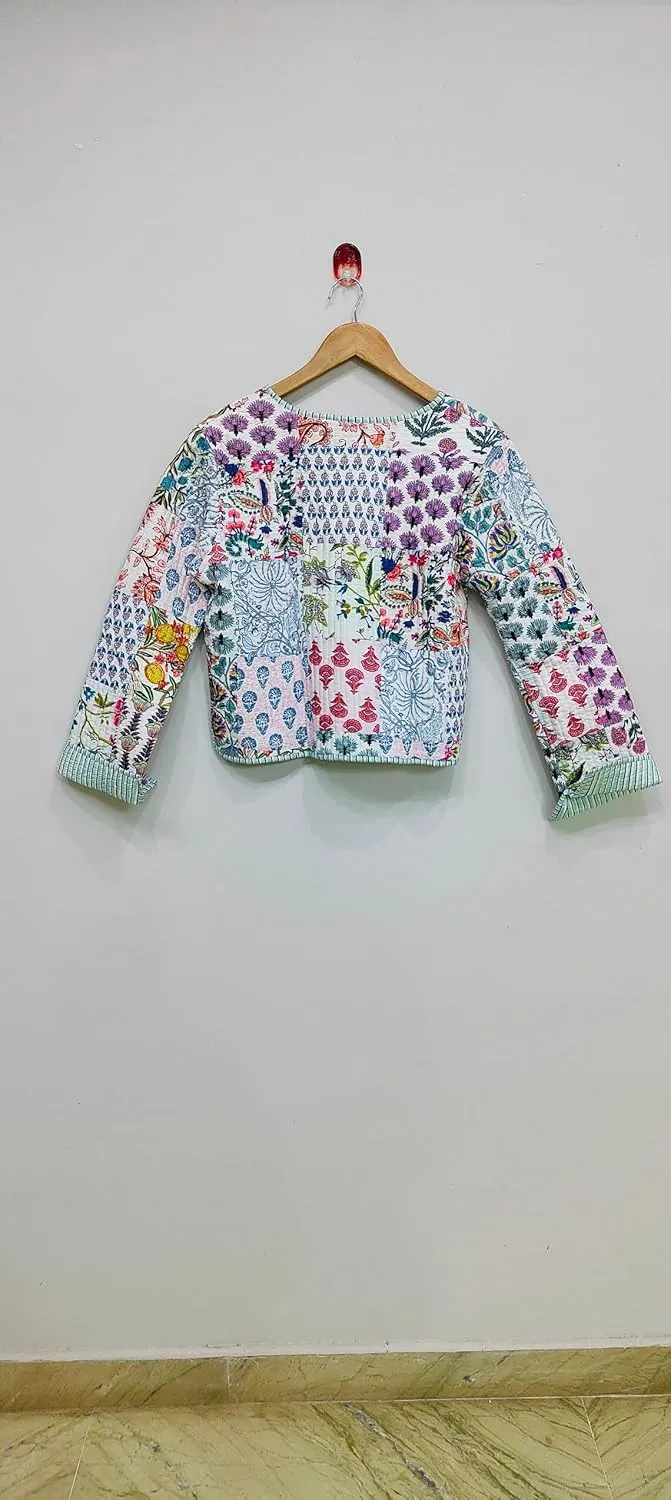 Handmade Women's Kantha Jacket, Unisex Patchwork Indian Cotton Kantha Jacket