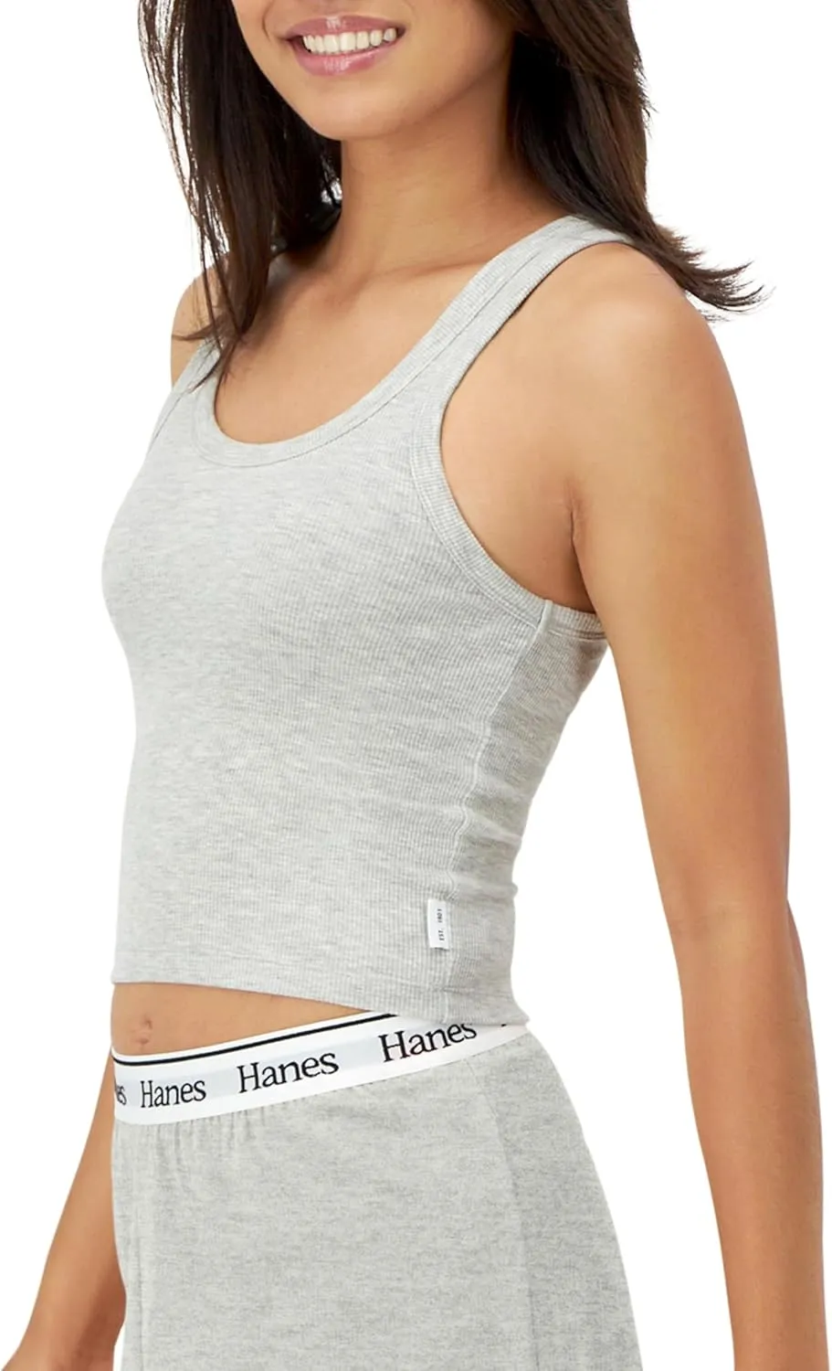 Hanes Women's Originals Rib Tank 2-Pack, Comfywear Stretch Cotton Cropped Top