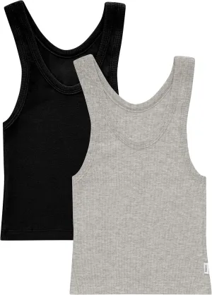 Hanes Women's Originals Rib Tank 2-Pack, Comfywear Stretch Cotton Cropped Top