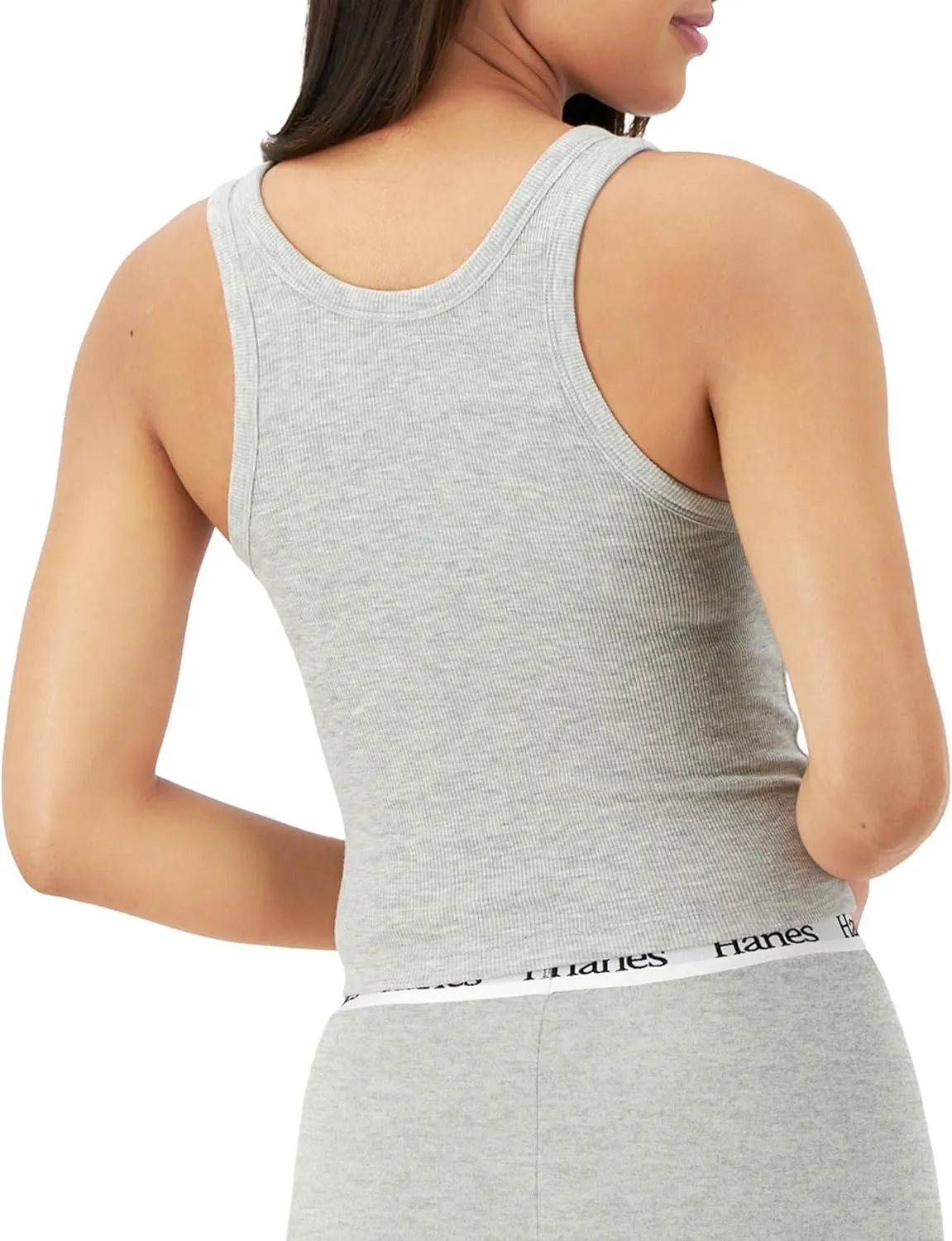 Hanes Women's Originals Rib Tank 2-Pack, Comfywear Stretch Cotton Cropped Top