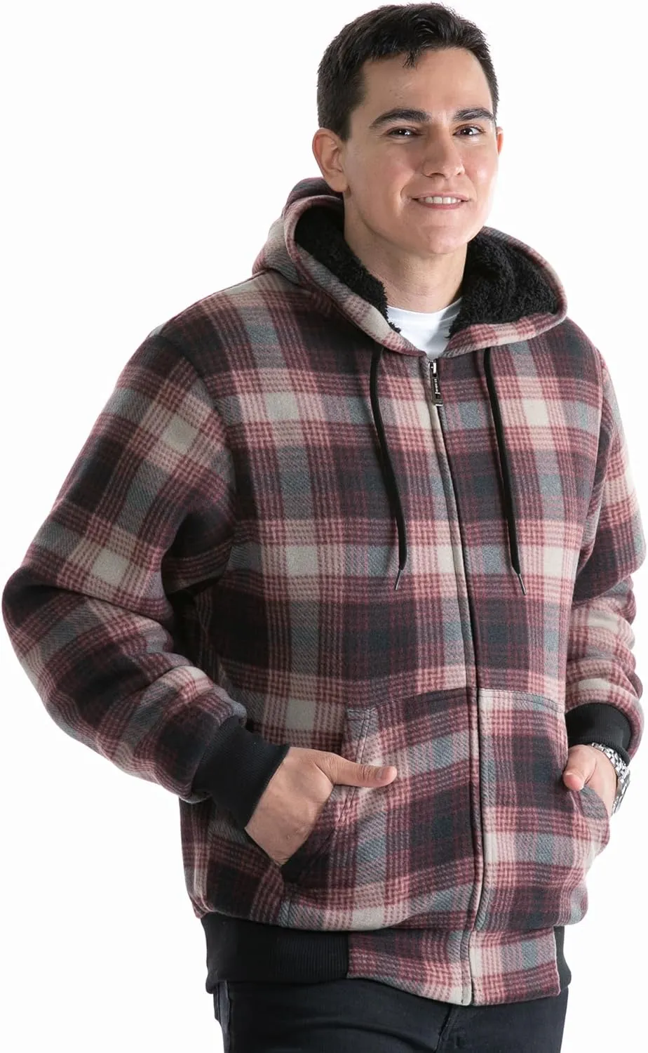 Heavyweight Hoodies for Men Jackets Comfy Sherpa Lined Zip Up Hoodie Coats with Pockets Outerwear