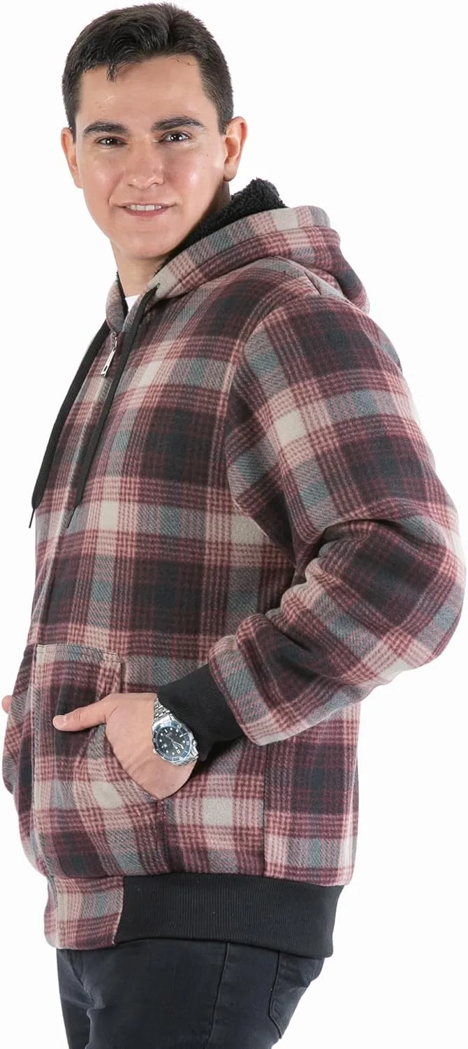 Heavyweight Hoodies for Men Jackets Comfy Sherpa Lined Zip Up Hoodie Coats with Pockets Outerwear