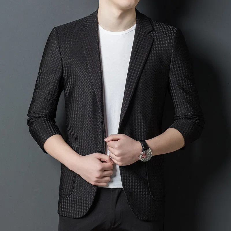 High End Brand Luxury Casual Fashion Elegant Slim Fit Designer Blazer Jacket Expensive Suit For Men New Style Men's Clothing