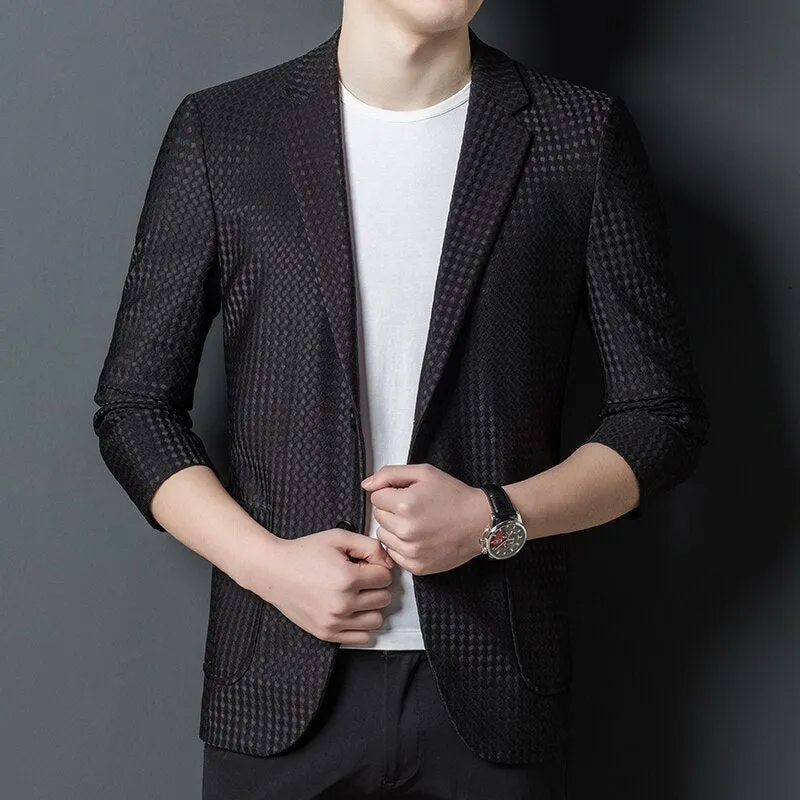 High End Brand Luxury Casual Fashion Elegant Slim Fit Designer Blazer Jacket Expensive Suit For Men New Style Men's Clothing