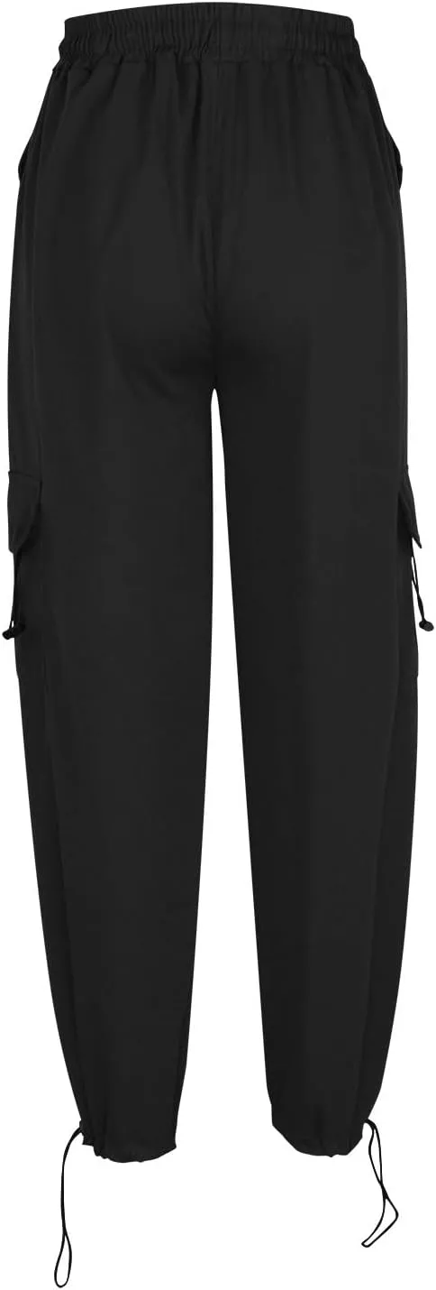 High Waist Cargo Pants for Women Elastic Waist Sweatpants Quick Dry Lightweight Trousers Drawstring Adjustable Jogger
