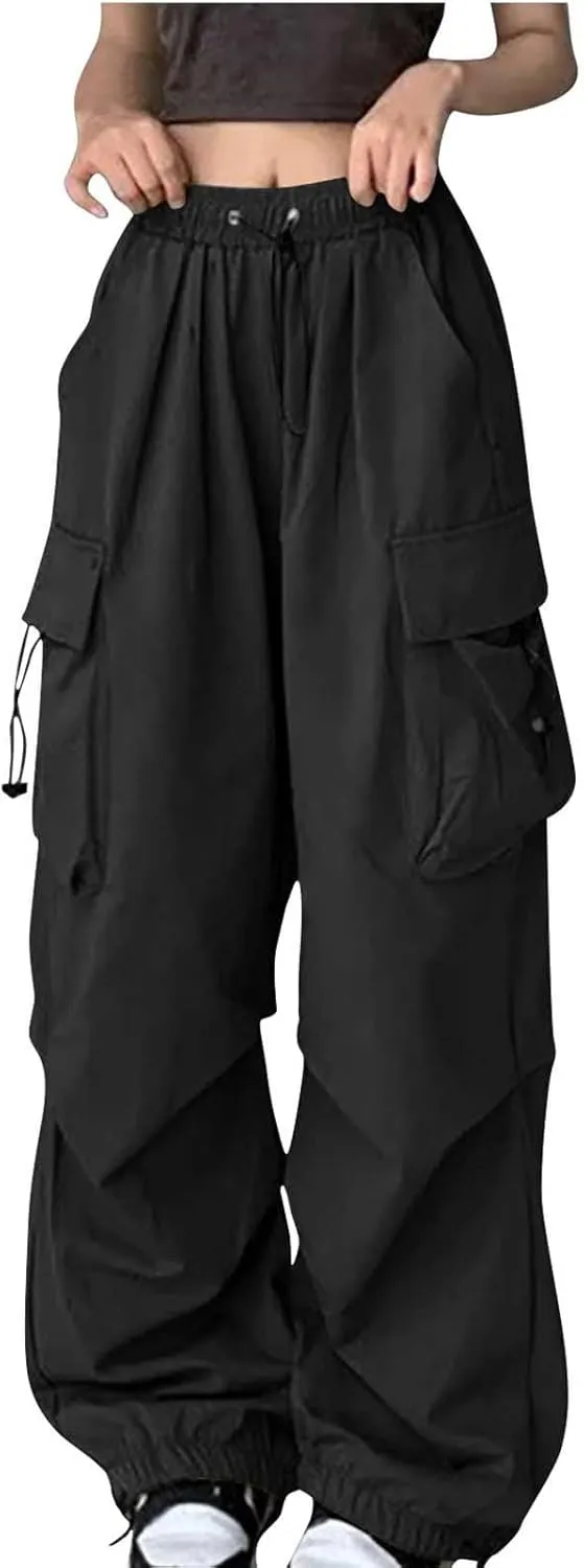 High Waist Cargo Pants for Women Elastic Waist Sweatpants Quick Dry Lightweight Trousers Drawstring Adjustable Jogger