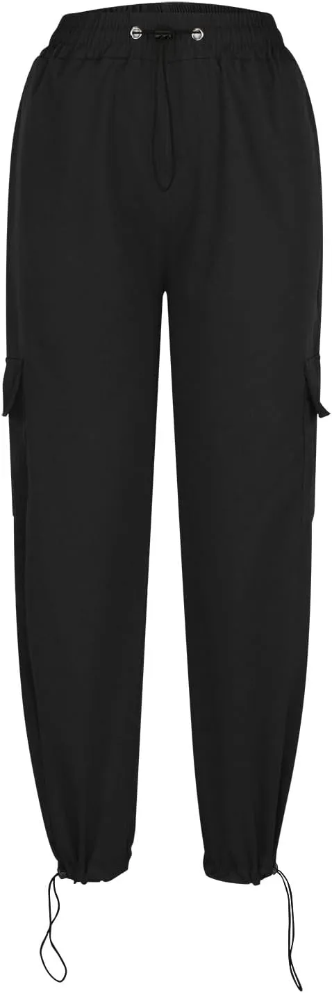 High Waist Cargo Pants for Women Elastic Waist Sweatpants Quick Dry Lightweight Trousers Drawstring Adjustable Jogger