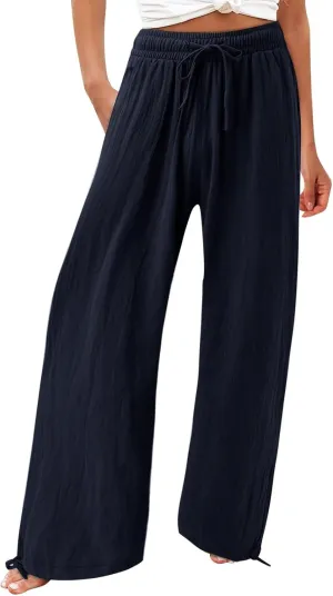 High Waisted Palazzo Pants for Women, Wide Leg Trousers Women, Casual Boho Pants with Pockets for Work or Lounge