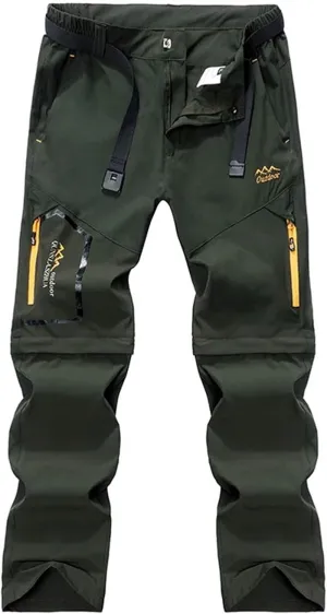 Hiking Pants Men Convertible Zip Off Lightweight Cargo Work Pants Waterproof 5 Pcokets Quick Dry Travel Fishing Pants
