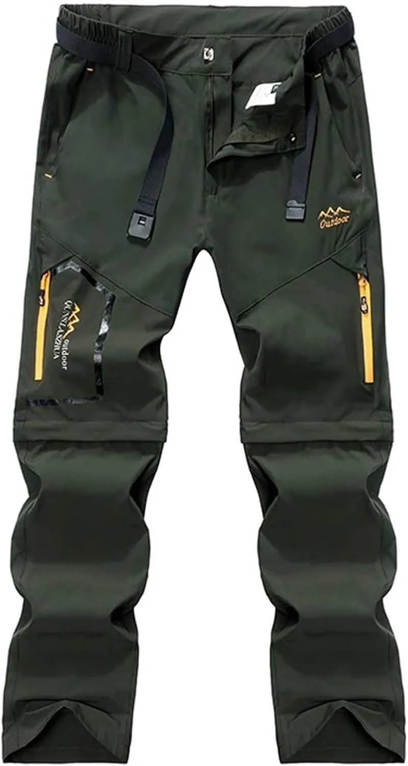 Hiking Pants Men Convertible Zip Off Lightweight Cargo Work Pants Waterproof 5 Pcokets Quick Dry Travel Fishing Pants