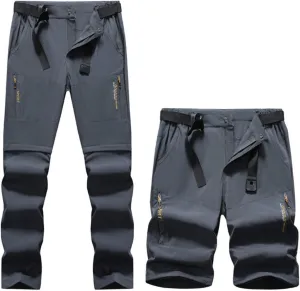 Hiking Pants Men Convertible Zip Off Lightweight Cargo Work Pants Waterproof 5 Pcokets Quick Dry Travel Fishing Pants