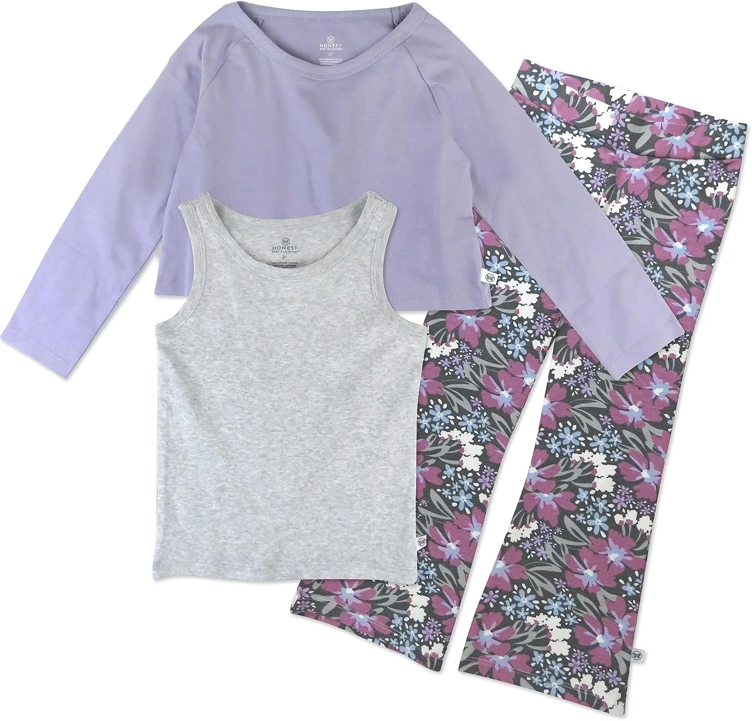 HonestBaby baby-girls Novelty Top With Flare Leg Bottom 100% Organic Cotton for Baby and Toddler Girls