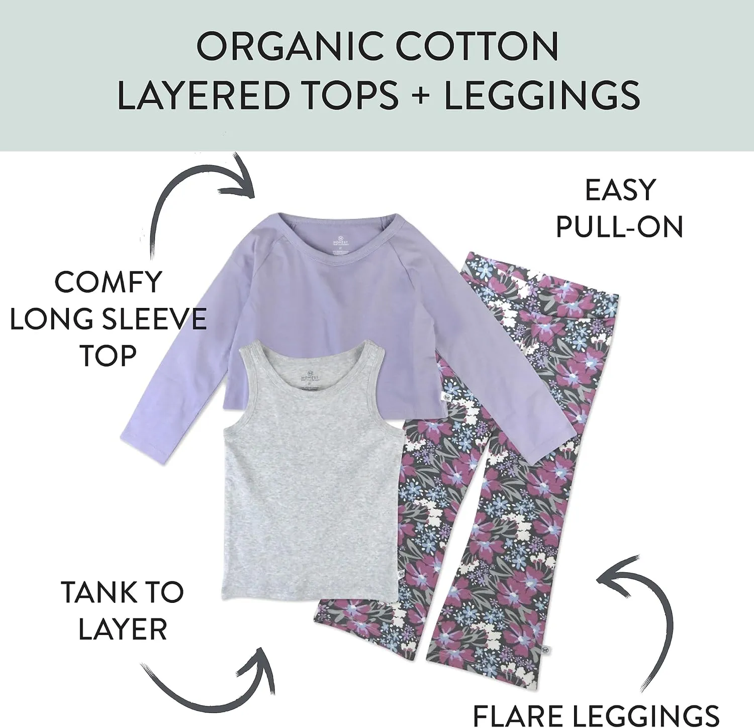 HonestBaby baby-girls Novelty Top With Flare Leg Bottom 100% Organic Cotton for Baby and Toddler Girls