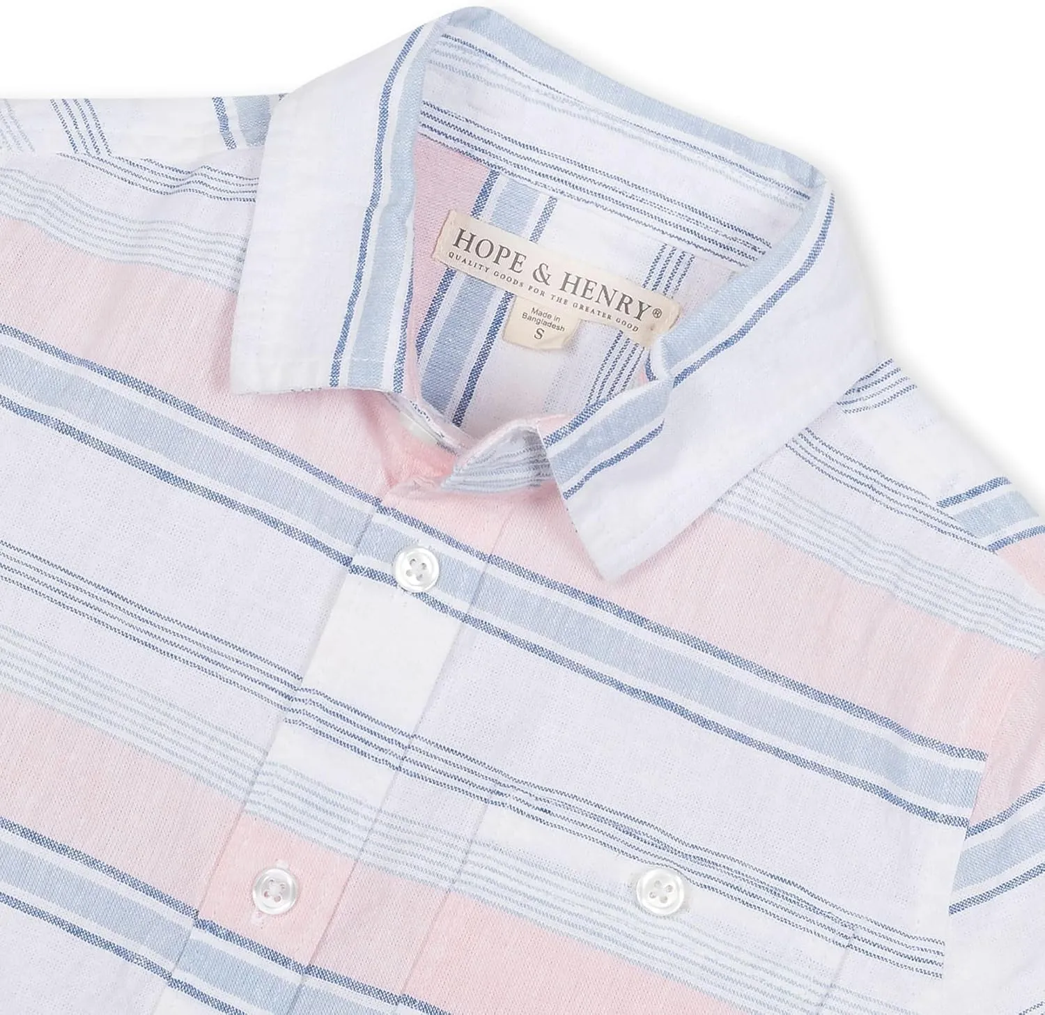 Hope & Henry Boys' Linen Short Sleeve Button Down Shirt