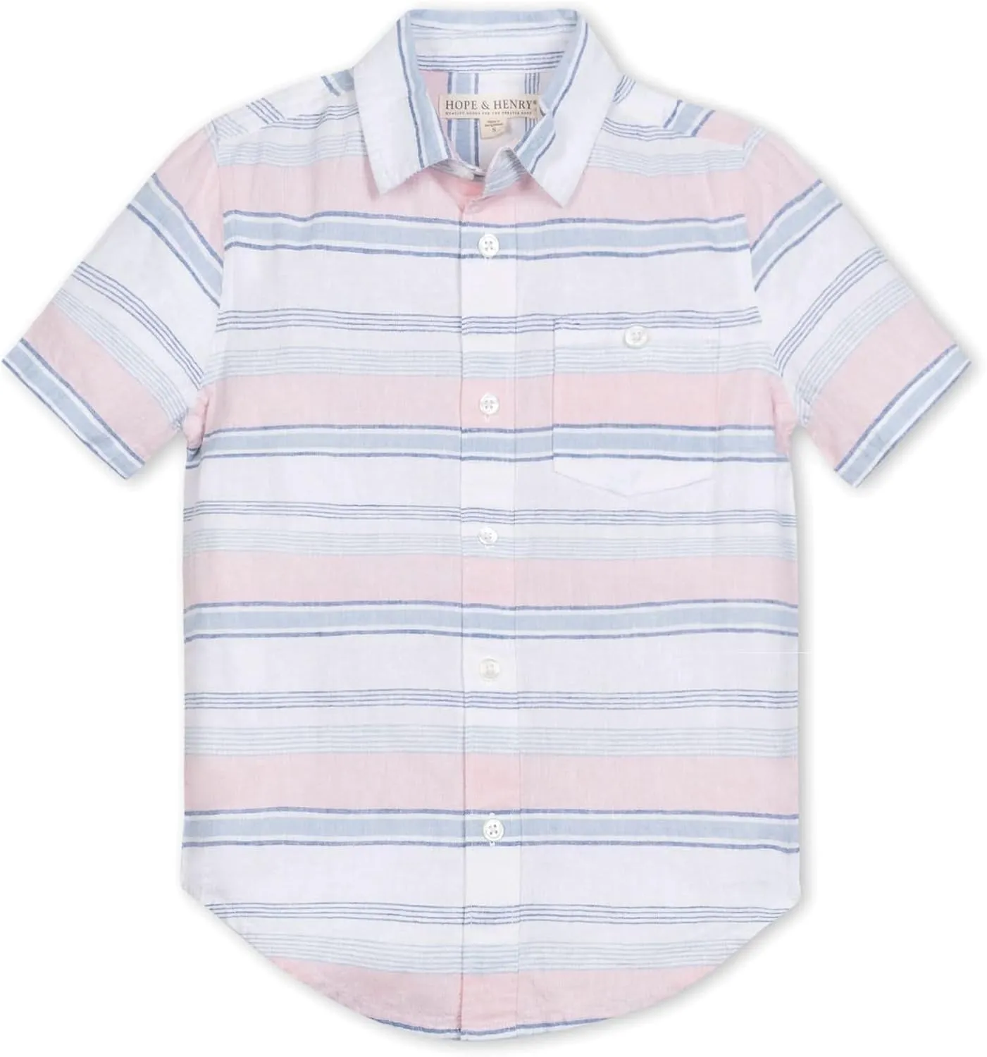 Hope & Henry Boys' Linen Short Sleeve Button Down Shirt