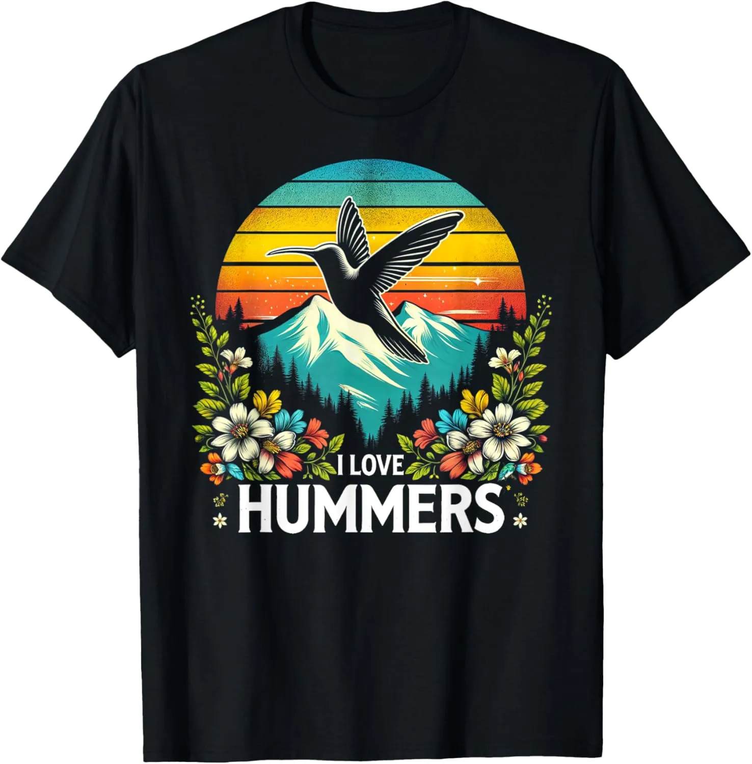 I Love Hummers Colibri Hummingbird Vintage Sunset T-Shirt