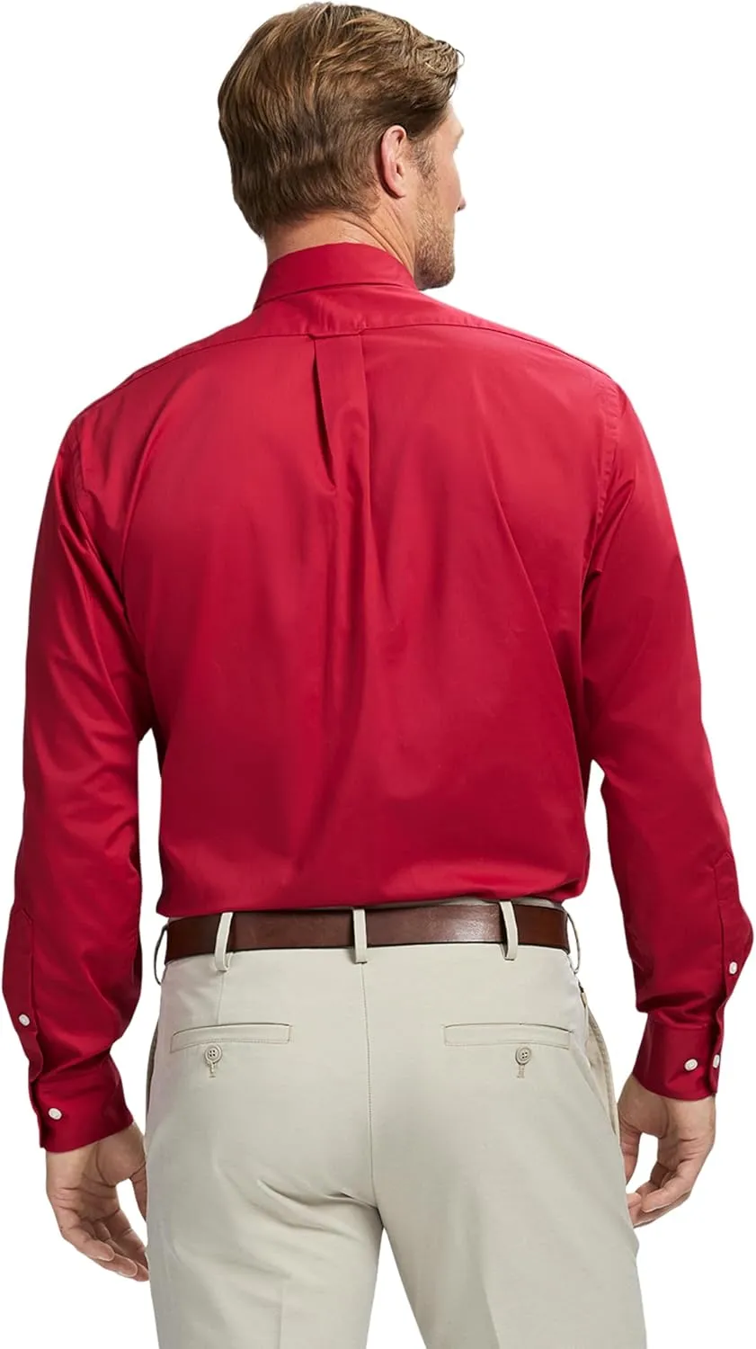 IZOD Men's Dress Shirt Regular Fit Long Sleeve Wrinkle Free Stretch Button Down Collar