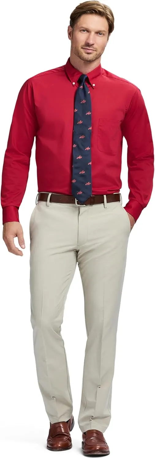 IZOD Men's Dress Shirt Regular Fit Long Sleeve Wrinkle Free Stretch Button Down Collar