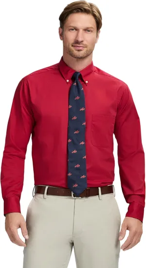 IZOD Men's Dress Shirt Regular Fit Long Sleeve Wrinkle Free Stretch Button Down Collar