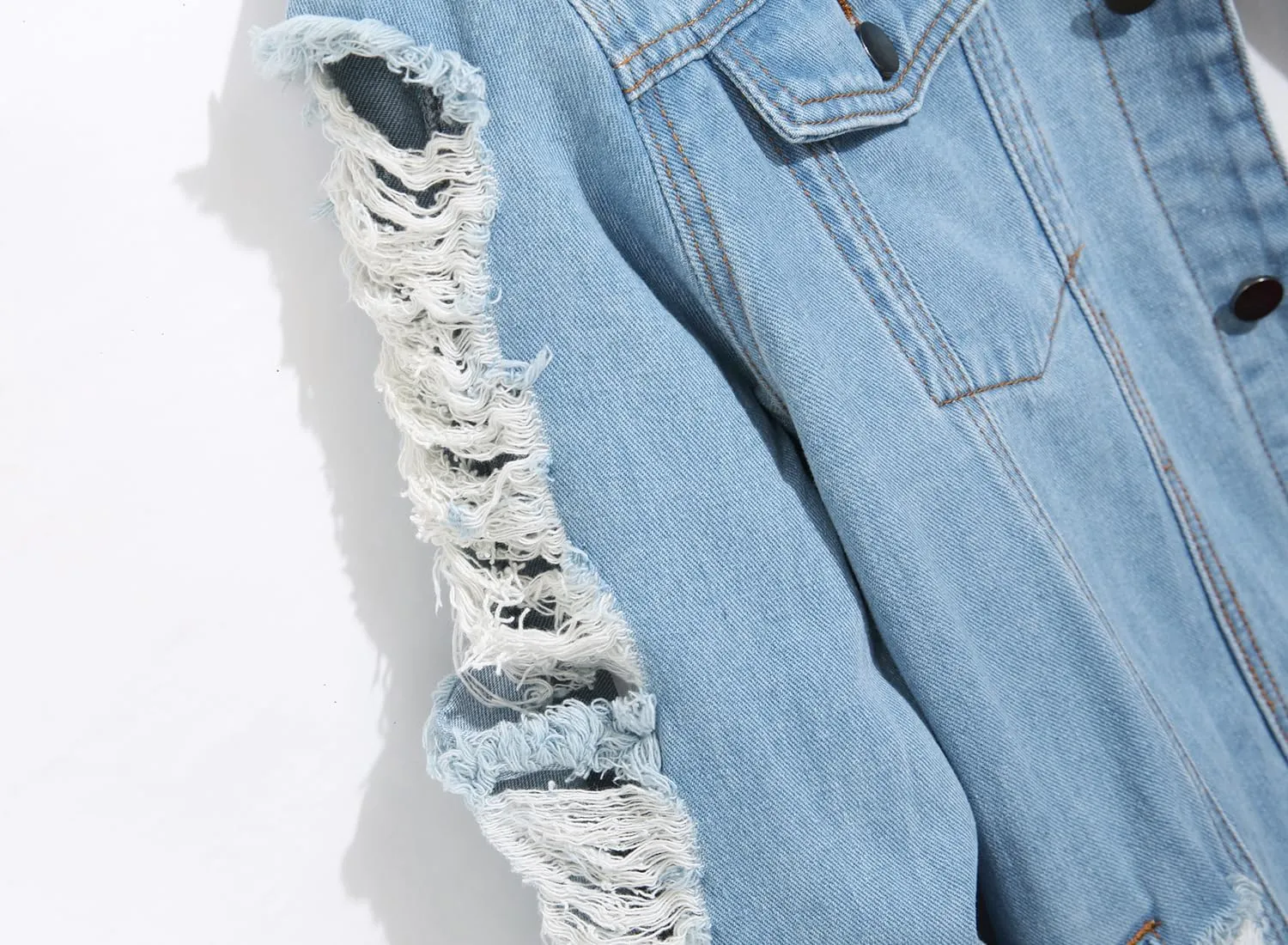 Jean Jacket Men, Men's Denim Jacket Distressed Ripped Slim Fit Stretch Trucker Jackets Classic Casual Denim Coat