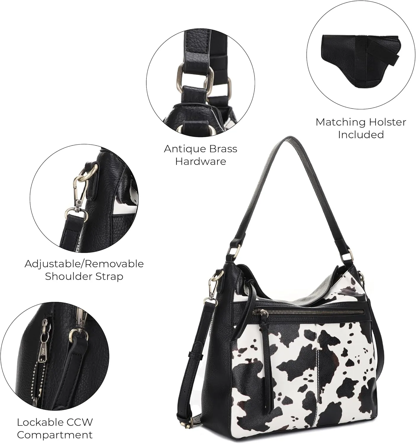 JESSIE & JAMES | Dakota Top Handle Concealed Carry Hobo Purse with Adustable Shoulder Strap