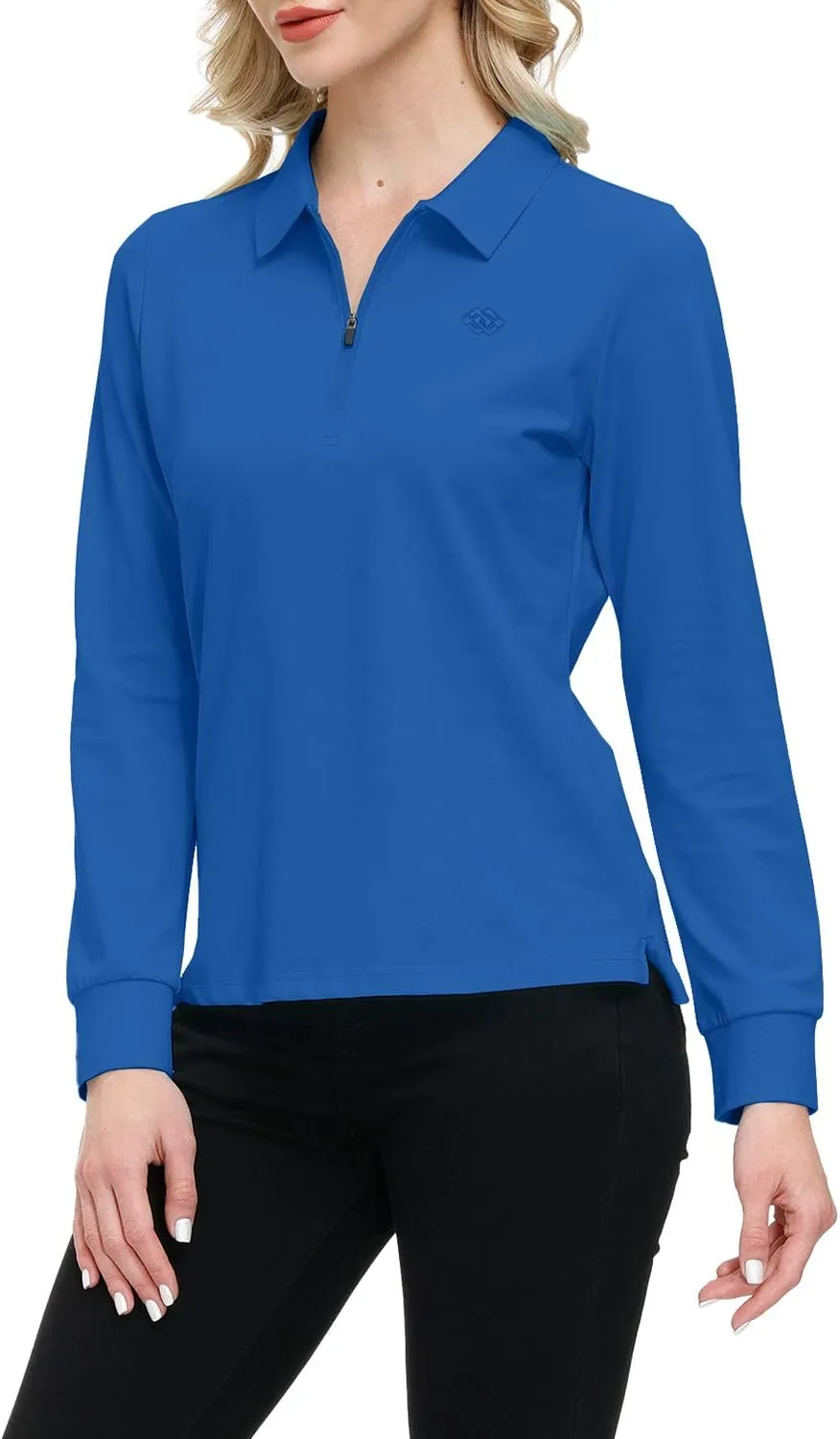 JINSHI Women's Golf Polo Shirt Long Sleeves Zip Up Sport Active Shirts Quick Dry Athletic T-Shirt Casual Tennis Tops Slim Fit