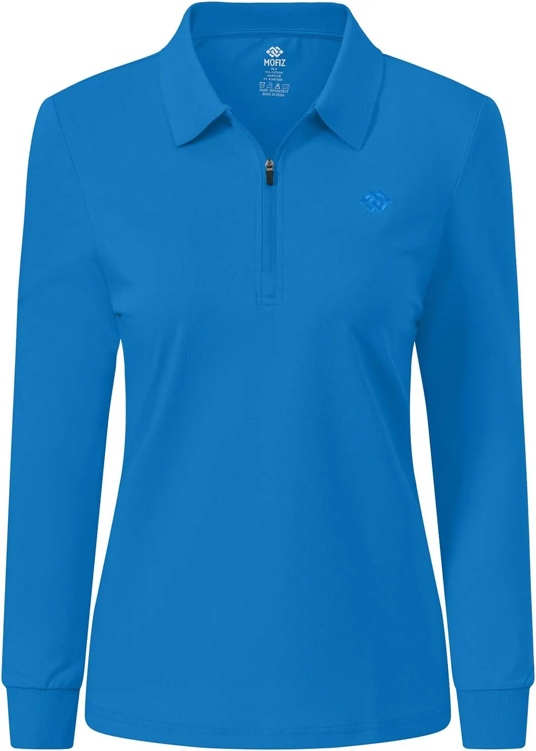 JINSHI Women's Golf Polo Shirt Long Sleeves Zip Up Sport Active Shirts Quick Dry Athletic T-Shirt Casual Tennis Tops Slim Fit