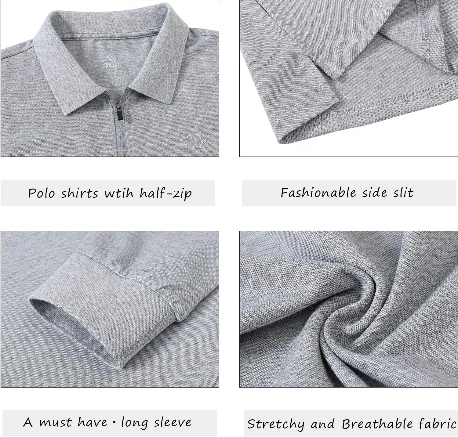 JINSHI Women's Golf Polo Shirt Long Sleeves Zip Up Sport Active Shirts Quick Dry Athletic T-Shirt Casual Tennis Tops Slim Fit