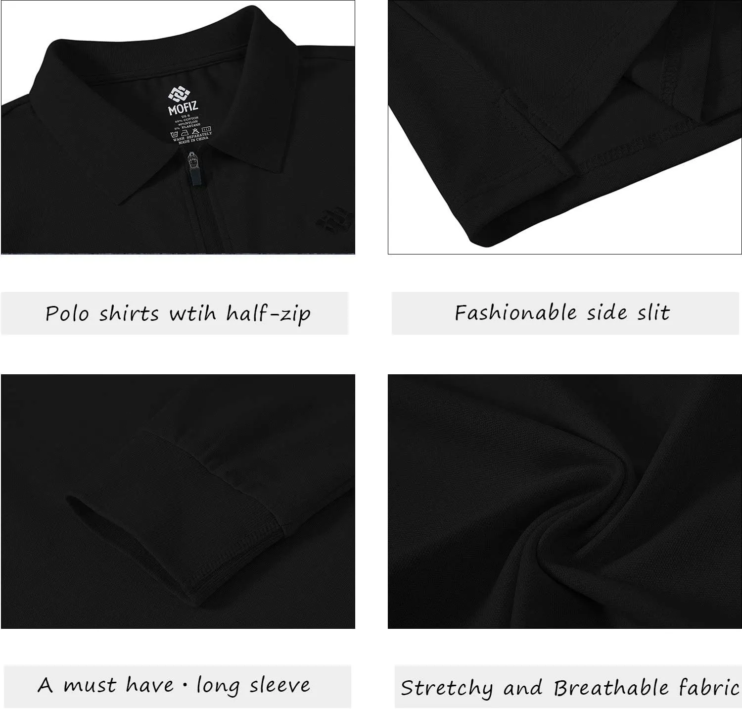 JINSHI Women's Golf Polo Shirt Long Sleeves Zip Up Sport Active Shirts Quick Dry Athletic T-Shirt Casual Tennis Tops Slim Fit