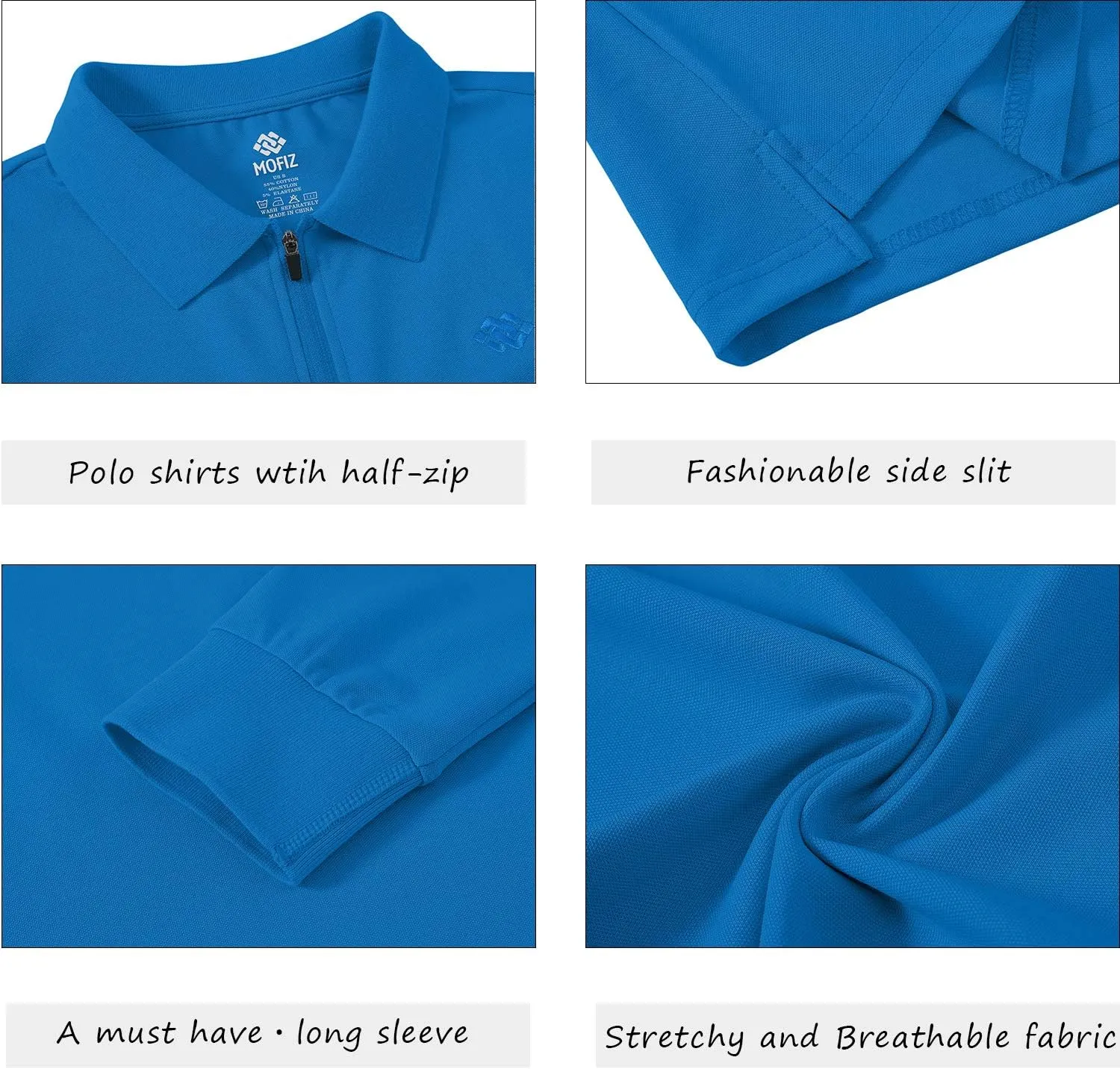 JINSHI Women's Golf Polo Shirt Long Sleeves Zip Up Sport Active Shirts Quick Dry Athletic T-Shirt Casual Tennis Tops Slim Fit
