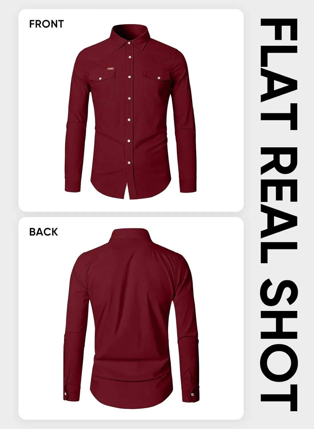 JMIERR Men's Corduroy Shirts Casual Western Long Sleeve Button Down Shacket Jackets with 2 Flap Pocket