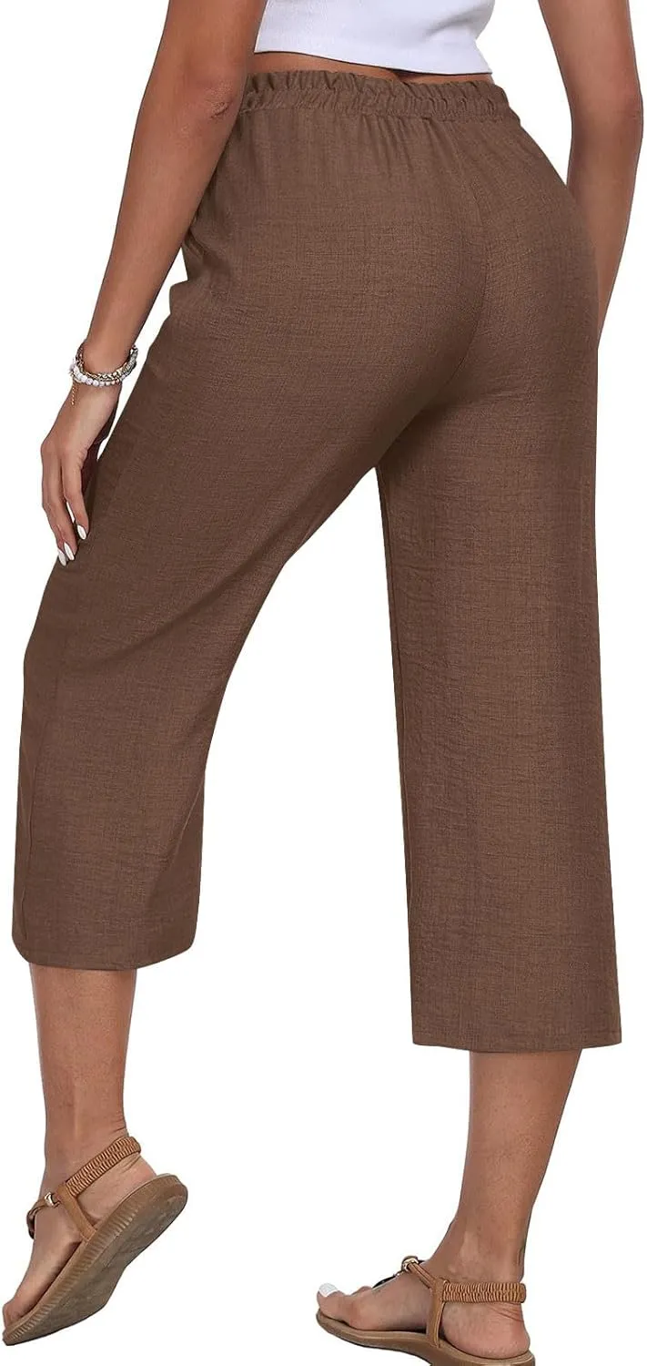 Jogger Capri Pants for Women High Waisted Drawstring Workout Cinch Bottom Sweatpants Summer Casual Cropped Trouser