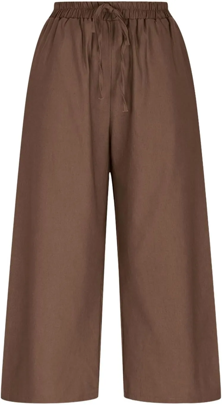 Jogger Capri Pants for Women High Waisted Drawstring Workout Cinch Bottom Sweatpants Summer Casual Cropped Trouser