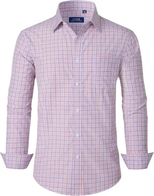 J.VER Men's Button Down Shirts Long Sleeve Dress Shirt Business Casual Cotton Collared Plaid Tops with Pocket