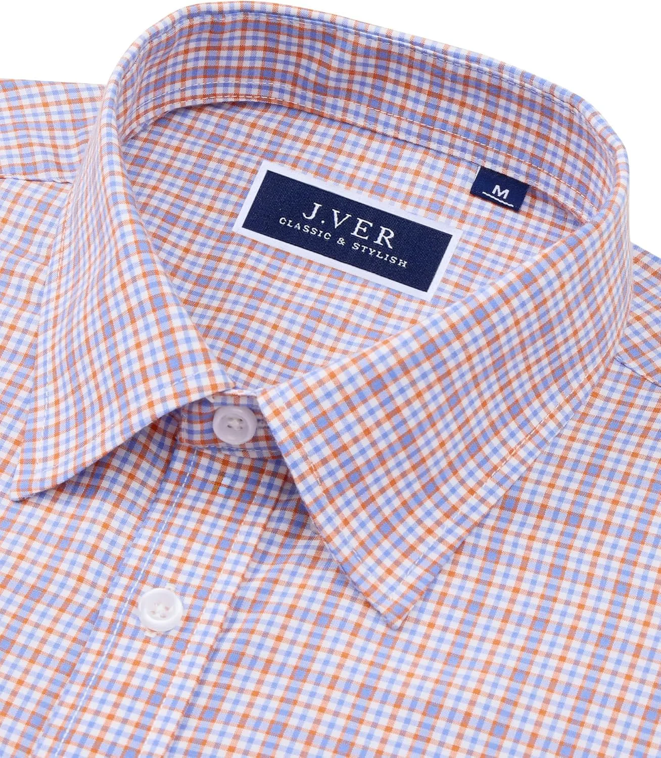 J.VER Men's Button Down Shirts Long Sleeve Dress Shirt Business Casual Cotton Collared Plaid Tops with Pocket