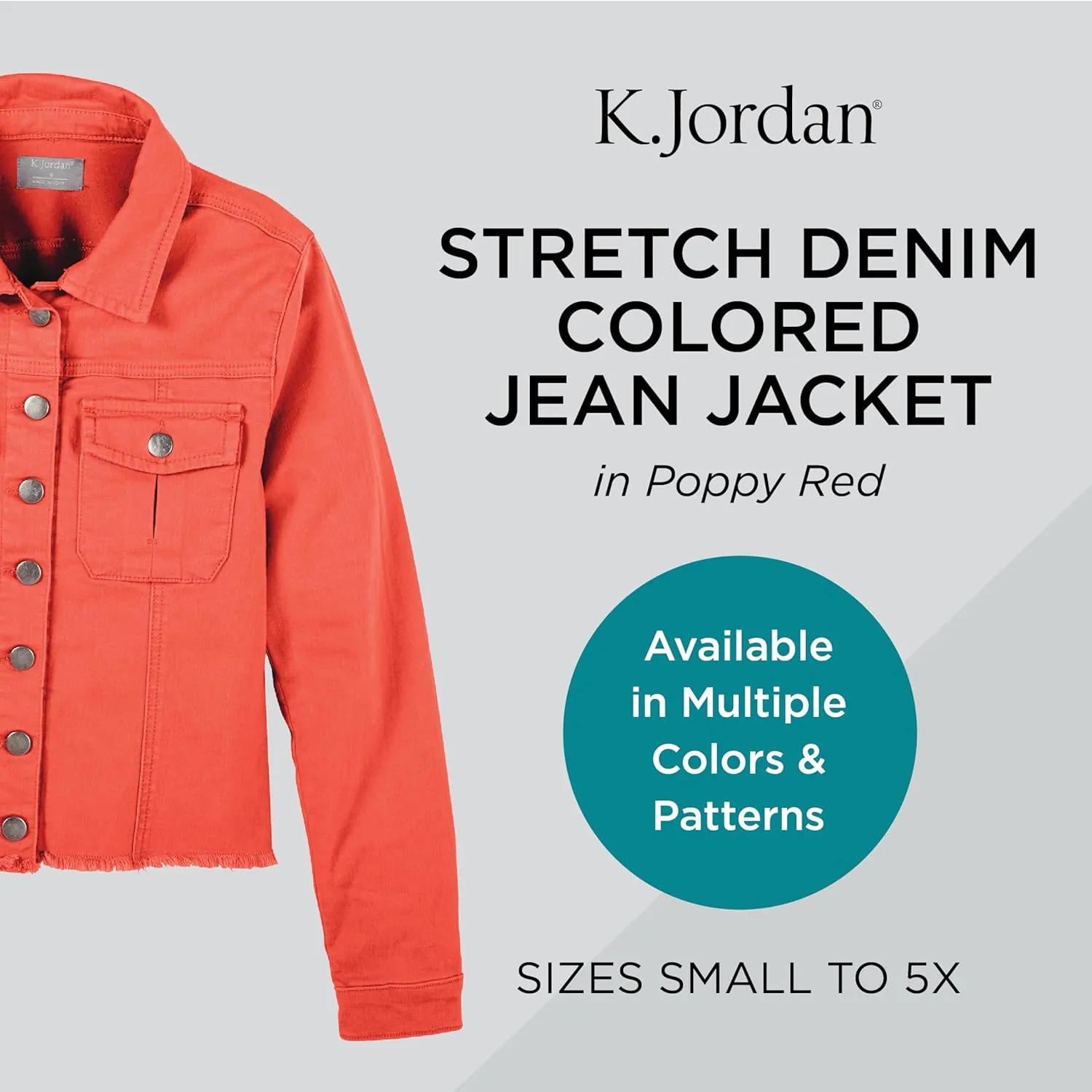 K. Jordan Womens Stretch Denim Colored Jean Jacket