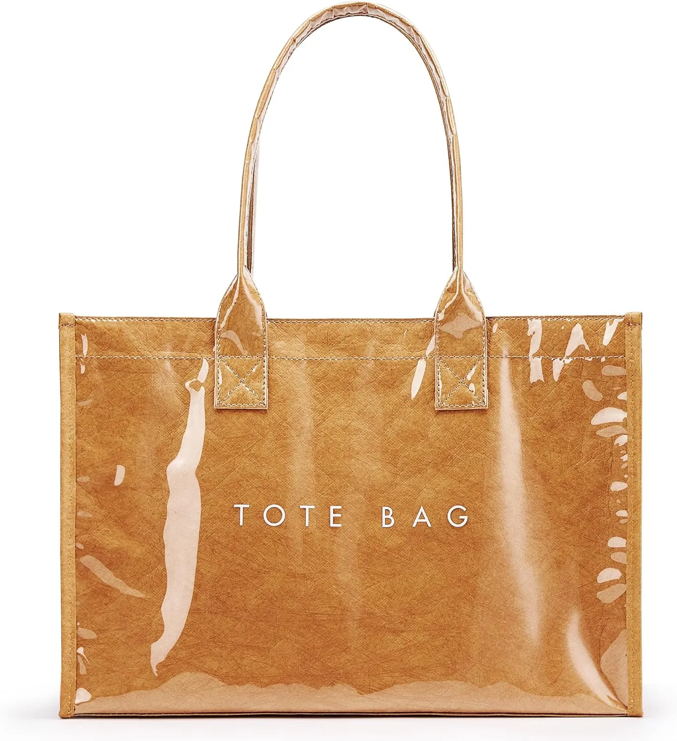 KALIDI PVC Tote Bag Womens Kraft Paper Work Handbags Purses with Top Handle