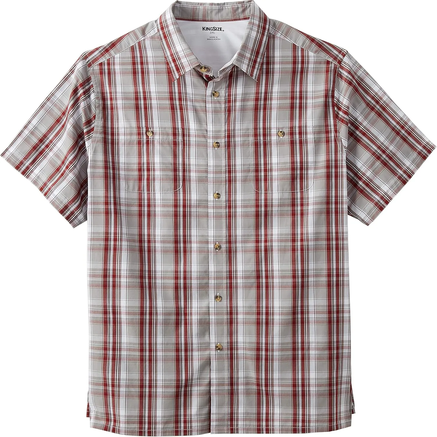 KingSize Men's Big & Tall Short-Sleeve Plaid Sport Shirt