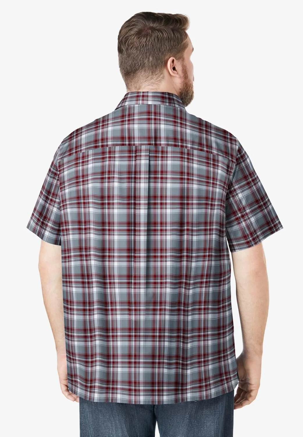KingSize Men's Big & Tall Short-Sleeve Plaid Sport Shirt