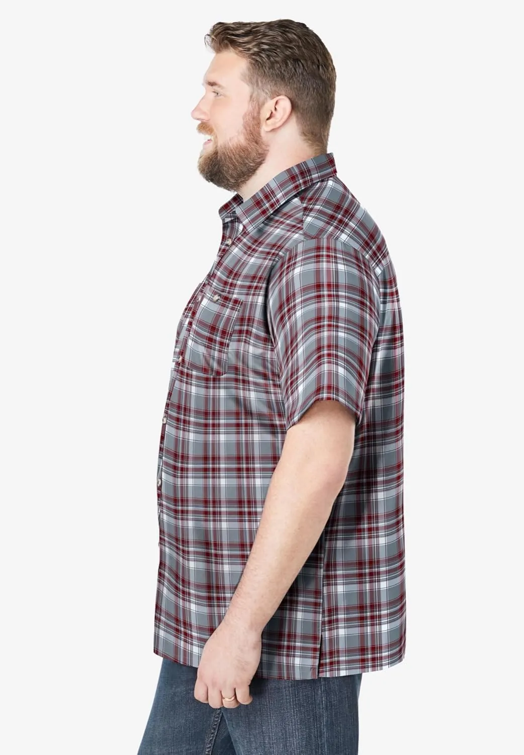 KingSize Men's Big & Tall Short-Sleeve Plaid Sport Shirt